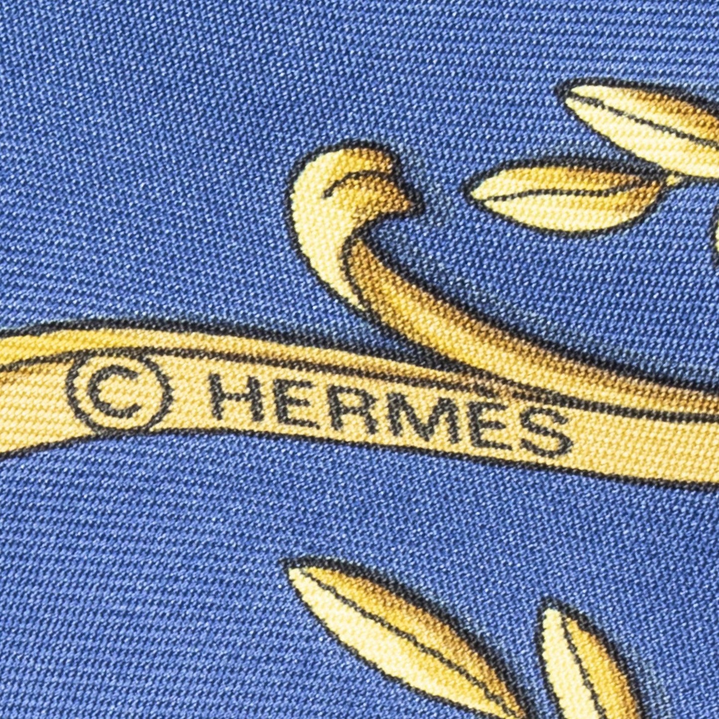 Hermes Scarf Blue Ivory Gold Silk — view 4