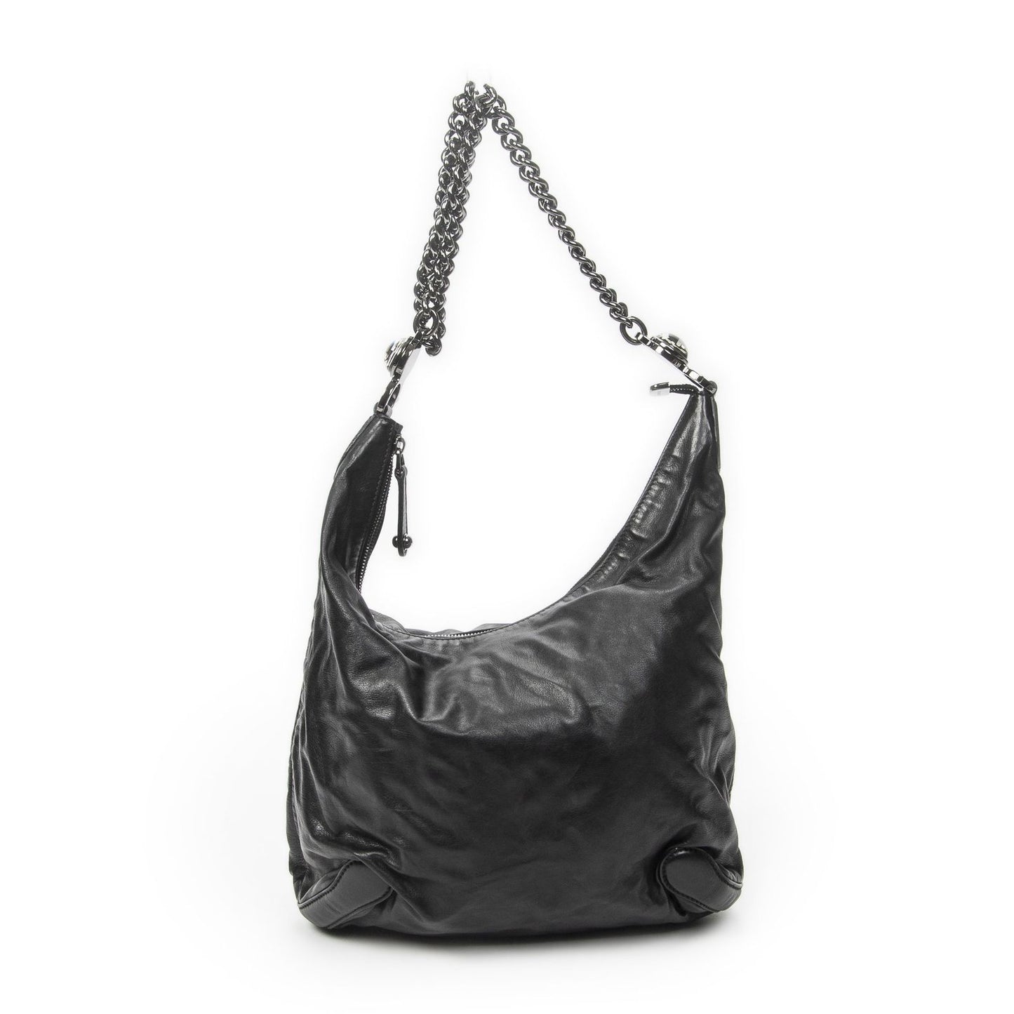 Gucci Medium Galaxy Chain Hobo Black Lambskin Leather