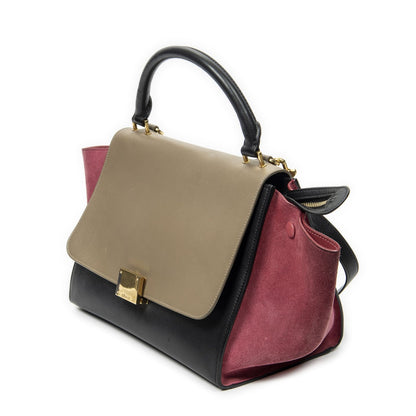 Celine Small Medium Swing Black Pink Top Calfskin Leather — view 2
