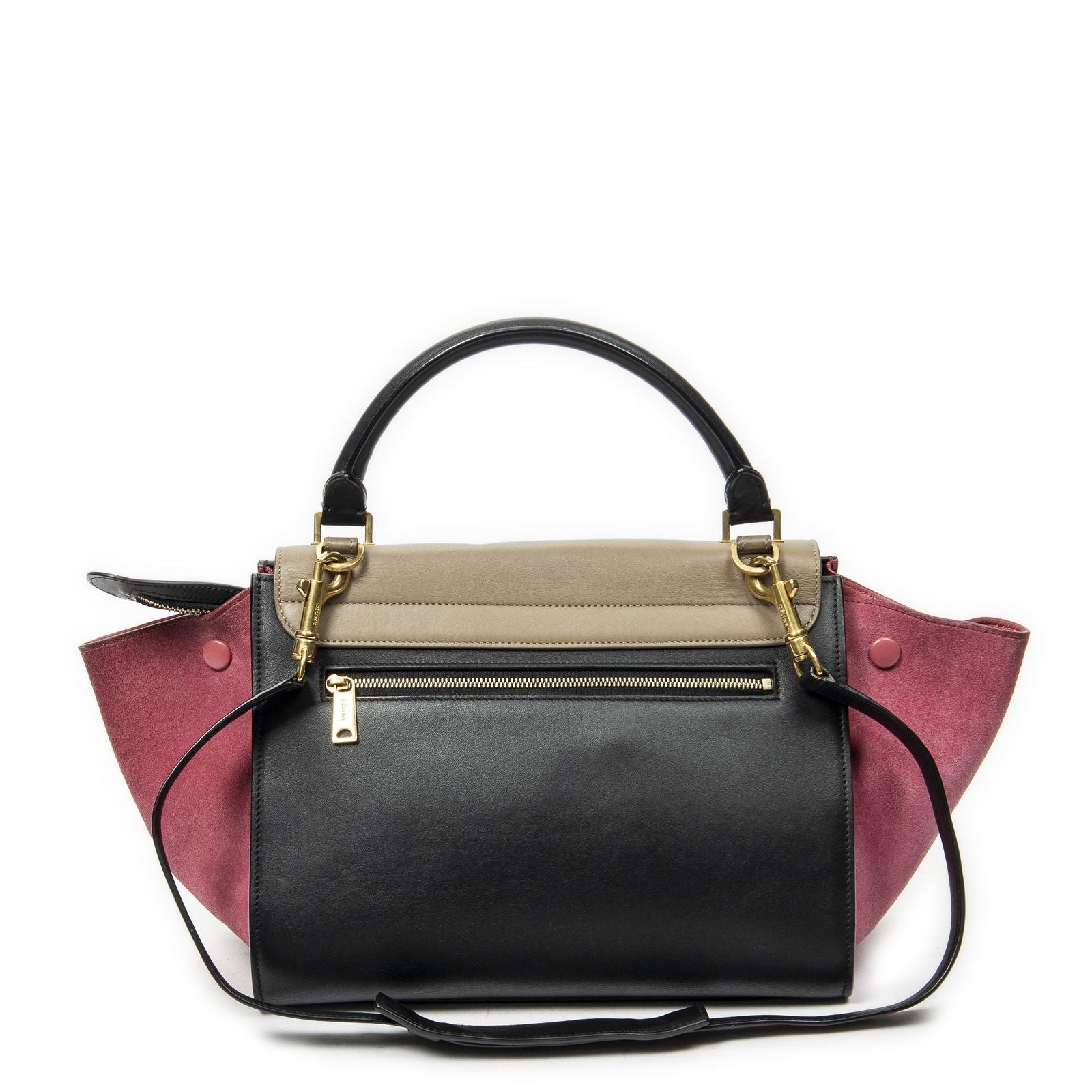 Celine Small Medium Swing Black Pink Top Calfskin Leather — view 5