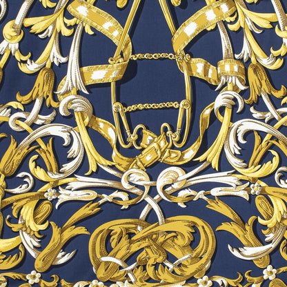 Hermes Scarf Navy Gold White Silk — view 3