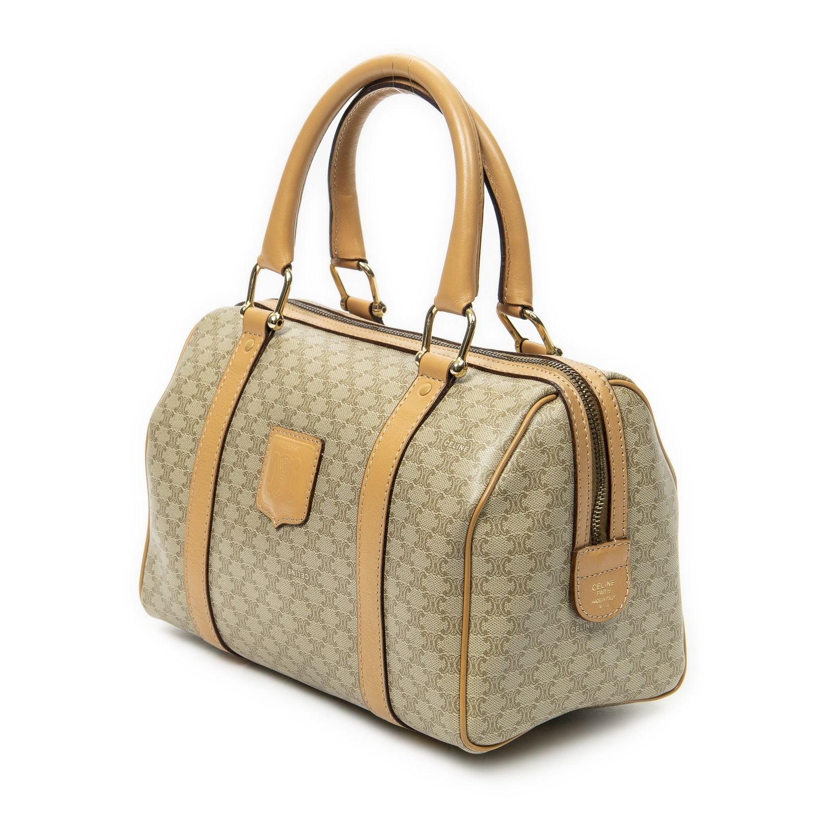 Celine Mini Boston Beige Macadam Canvas Shoulder — view 2