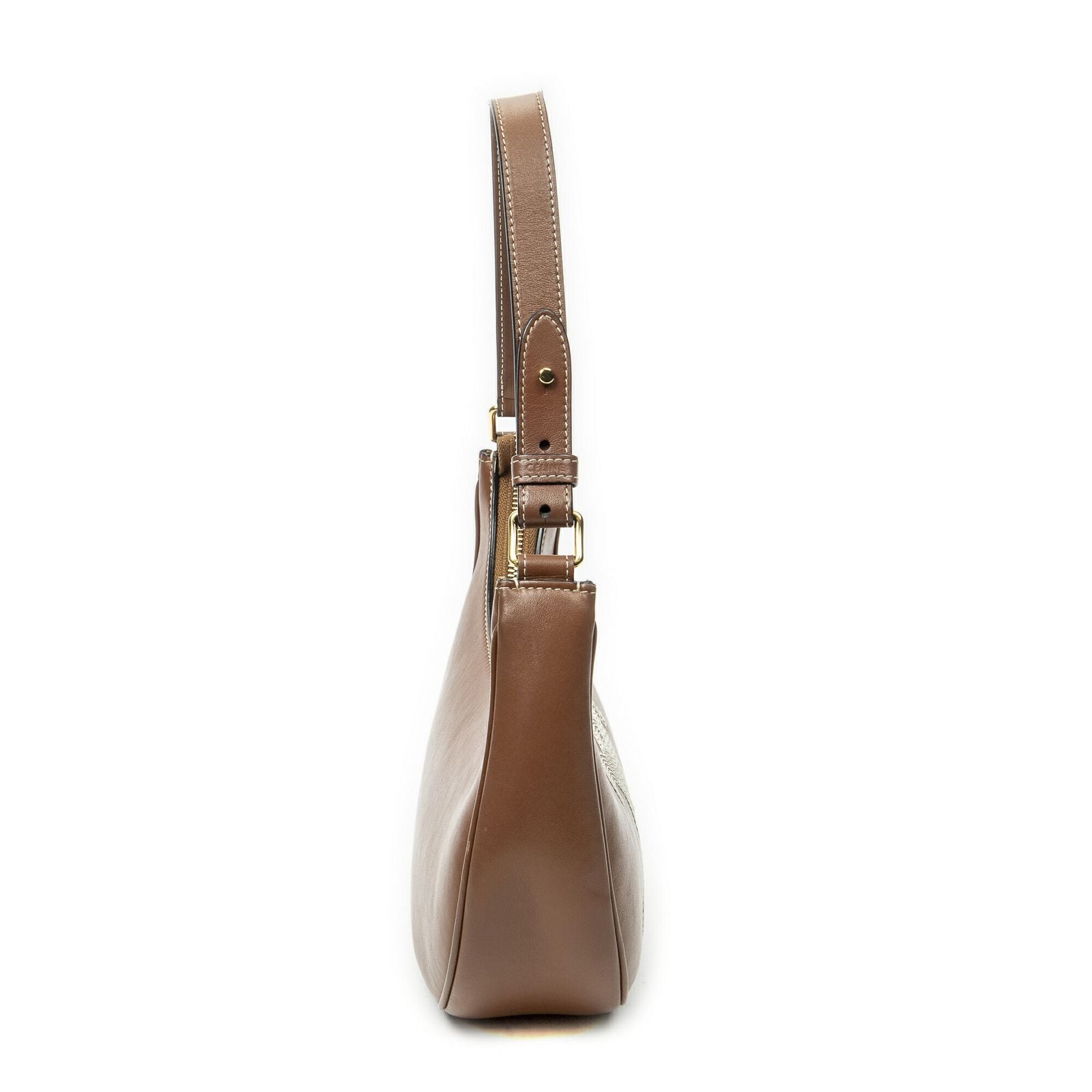 Celine Ava Hobo Brown Embroidered Triomphe Leather — view 4