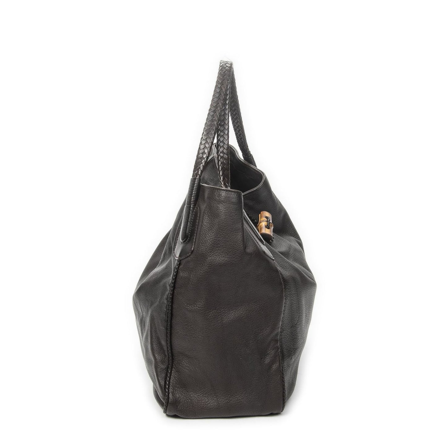 Gucci Large Bamboo Hip Tote Brown Matelasse Deerskin — view 4