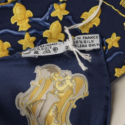 Hermes Scarf Navy Ivory Gold Silk — view 5