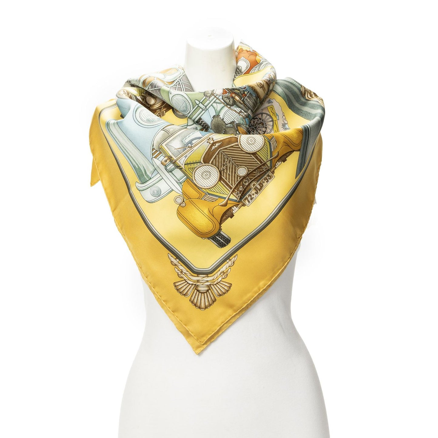 Hermes Scarf Yellow Green Blue Silk