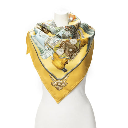 Hermes Scarf Yellow Green Blue Silk