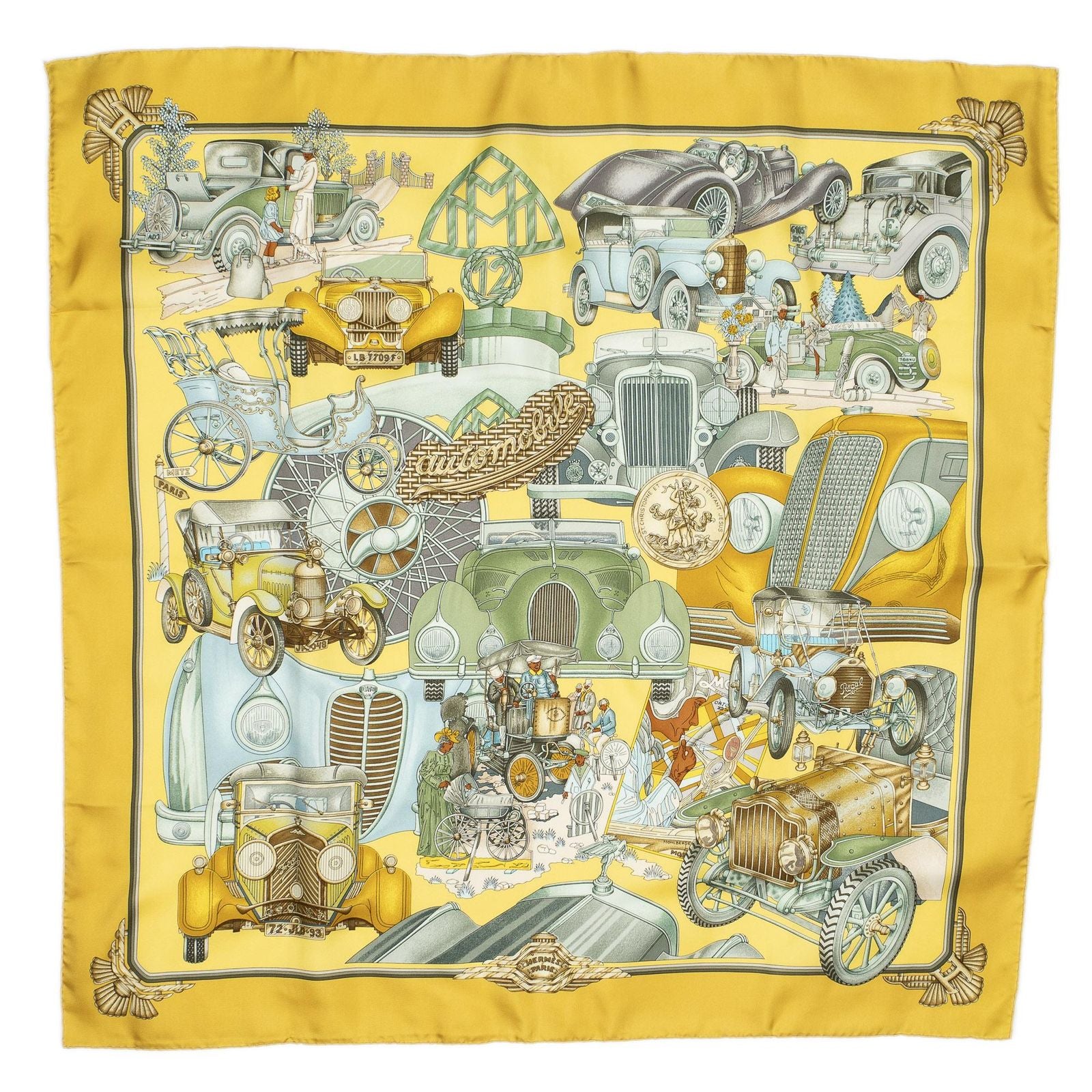 Hermes Scarf Yellow Green Blue Silk — view 2