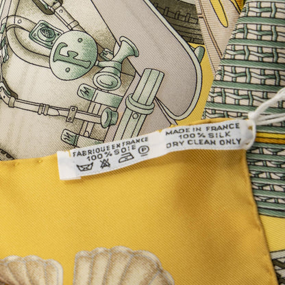 Hermes Scarf Yellow Green Blue Silk — view 5