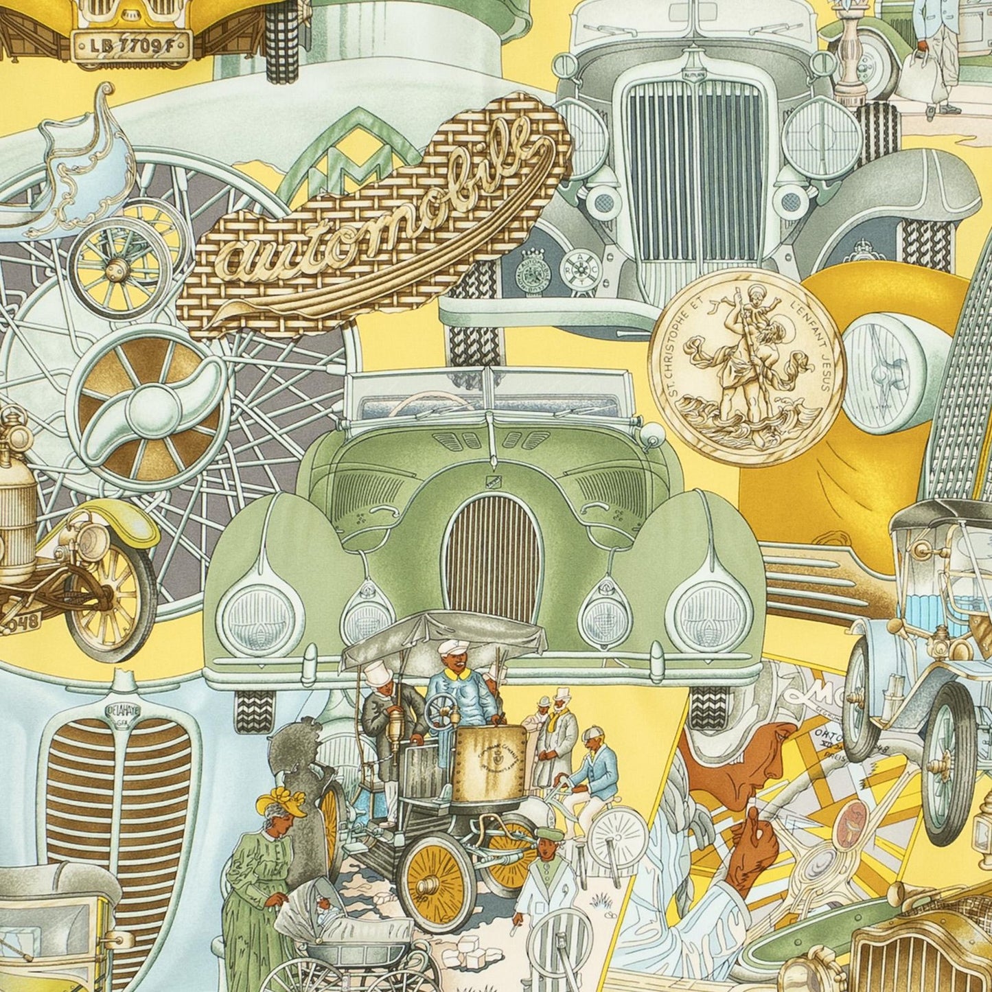 Hermes Scarf Yellow Green Blue Silk — view 3