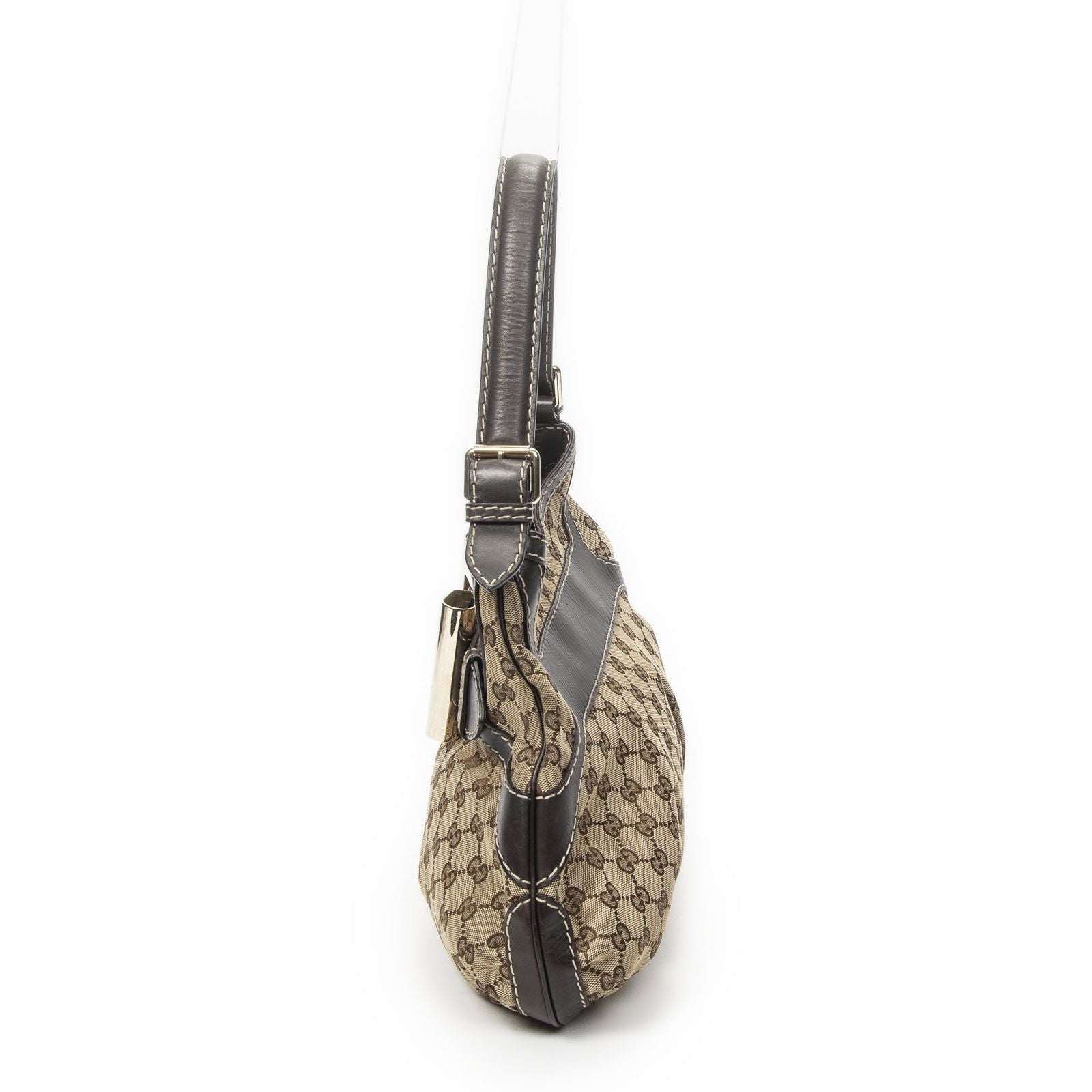Gucci GG Queen Bow Hobo Beige Brown Canvas — view 3