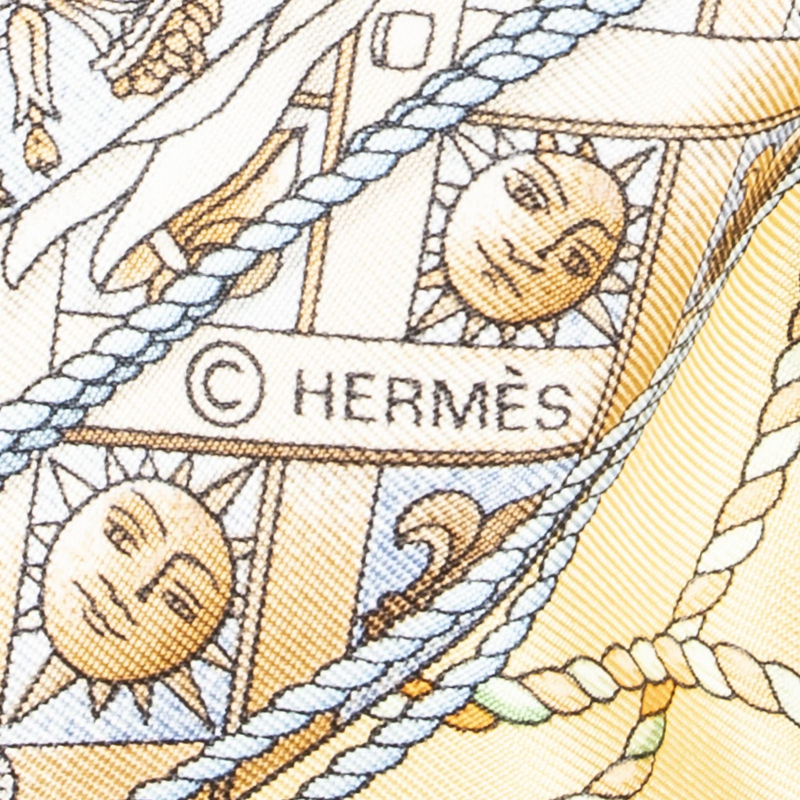 Hermes Scarf Brown Blue Silk — view 4
