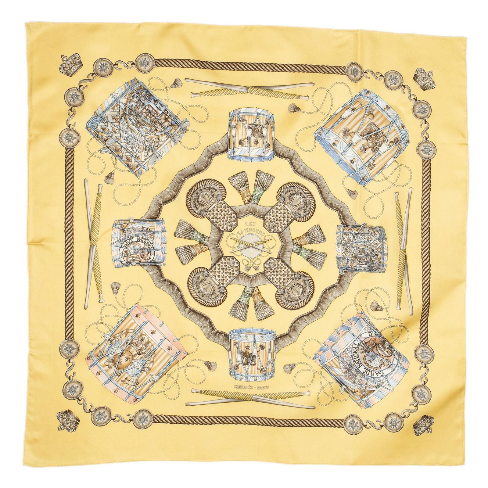 Hermes Scarf Brown Blue Silk — view 2