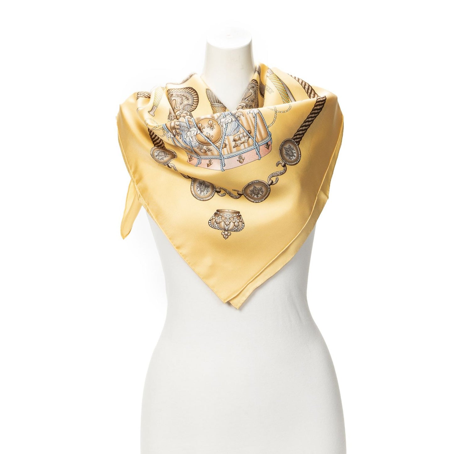 Hermes Scarf Brown Blue Silk