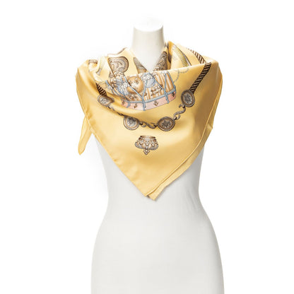 Hermes Scarf Brown Blue Silk