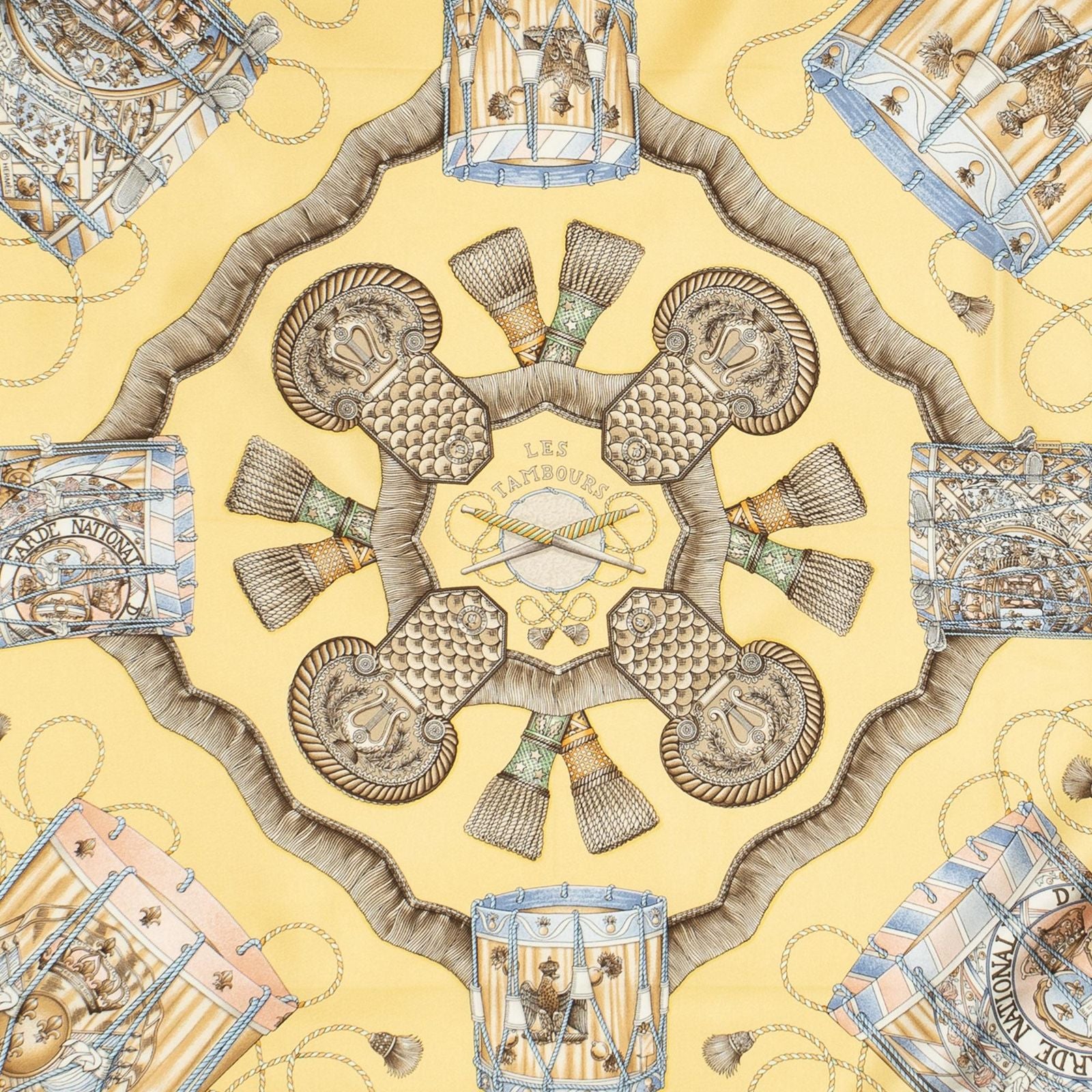 Hermes Scarf Brown Blue Silk — view 3