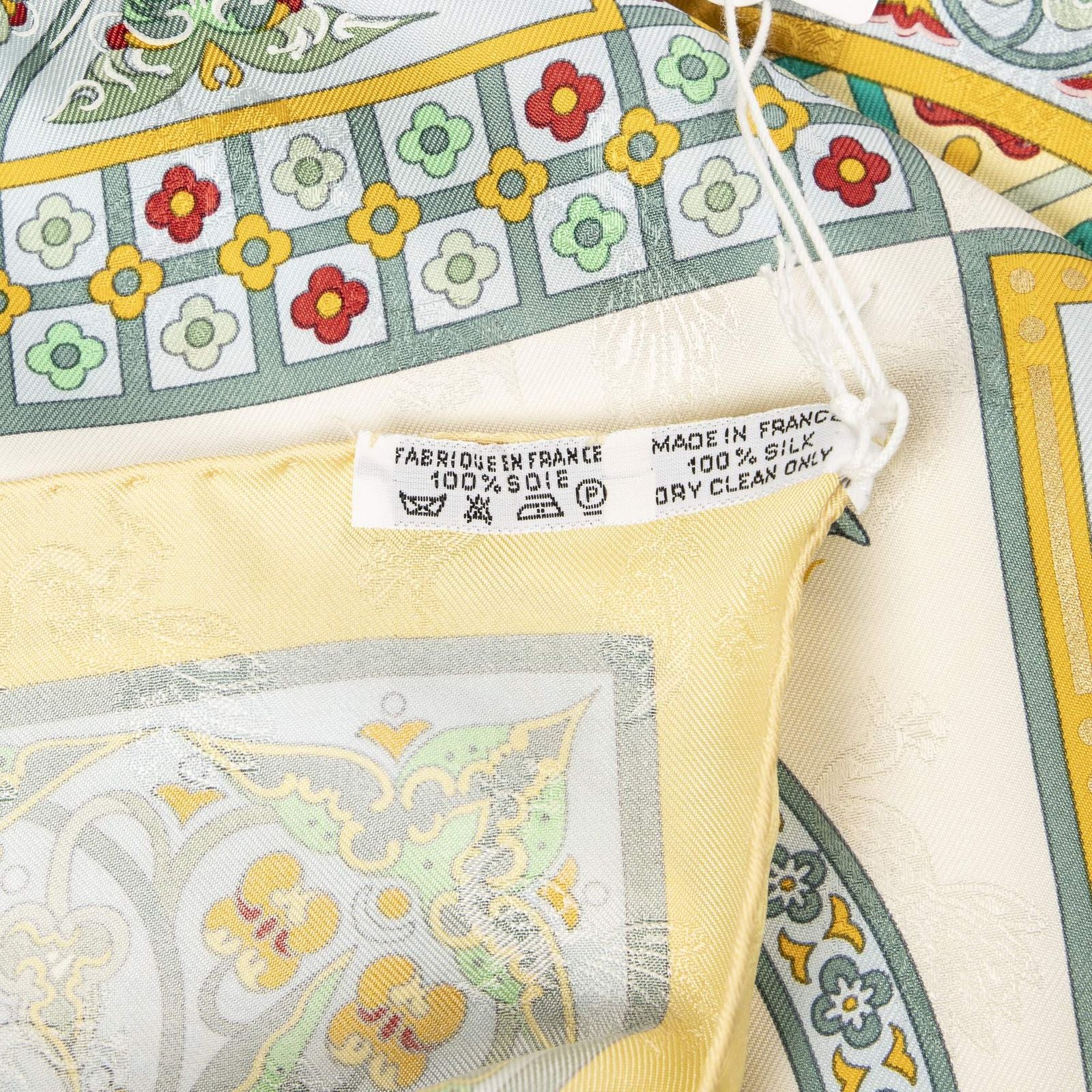 Hermes Scarf Ivory Green 100% Jacquard Silk — view 5