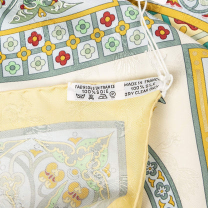 Hermes Scarf Ivory Green 100% Jacquard Silk — view 5