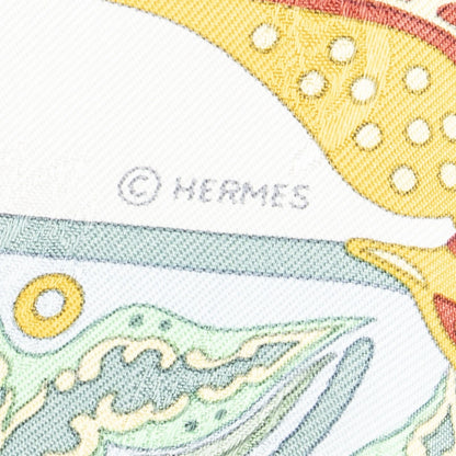 Hermes Scarf Ivory Green 100% Jacquard Silk — view 4