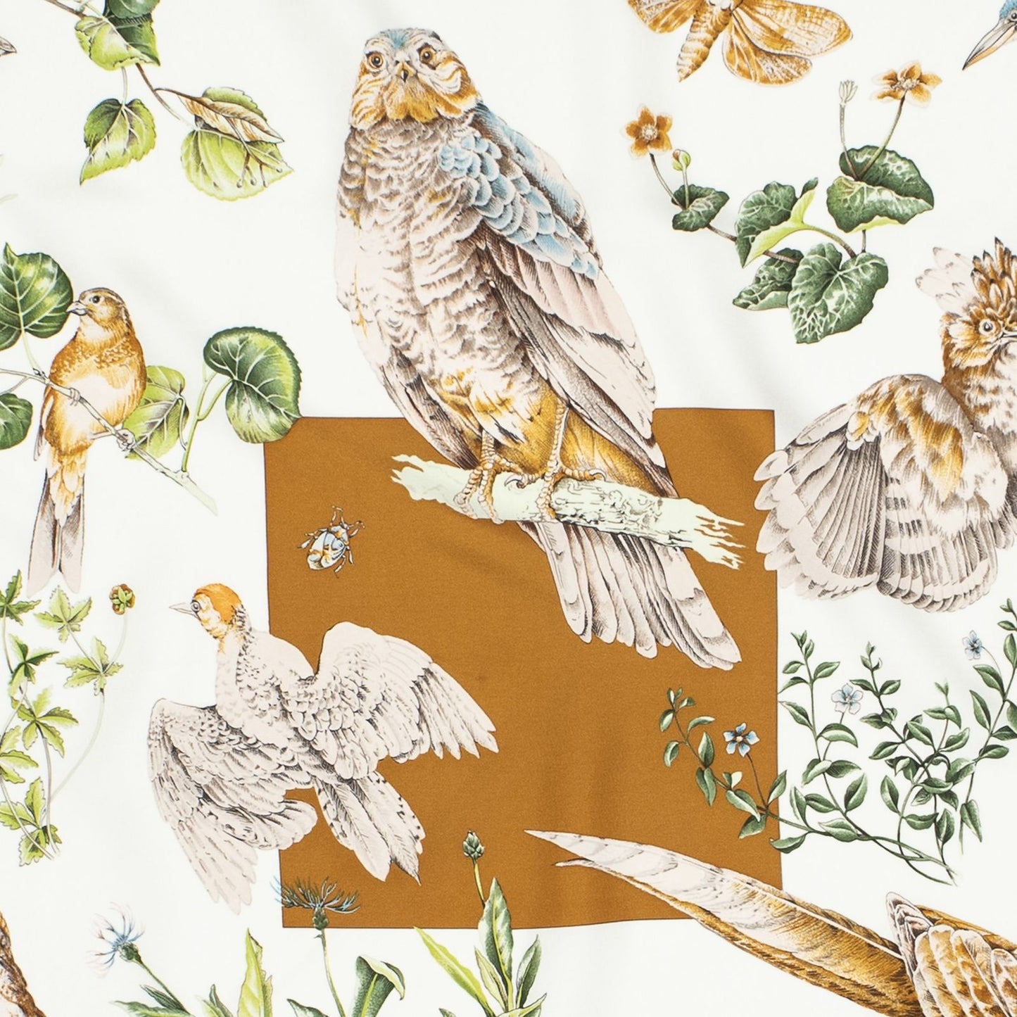 Hermes Scarf Brown Ivory Green Silk — view 3
