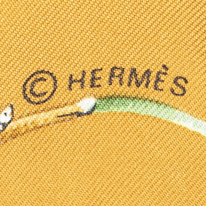 Hermes Scarf Brown Ivory Green Silk — view 4