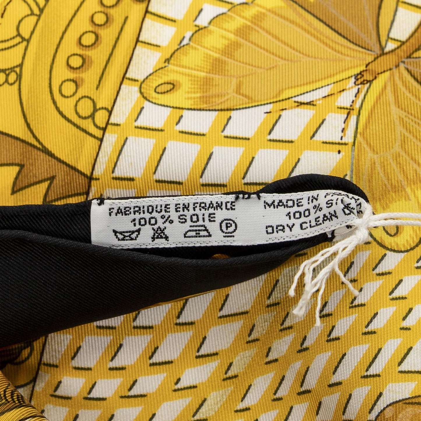 Hermes Scarf Gold Black Twill Silk — view 5