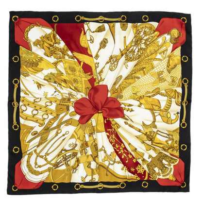 Hermes Scarf Gold Black Twill Silk — view 2