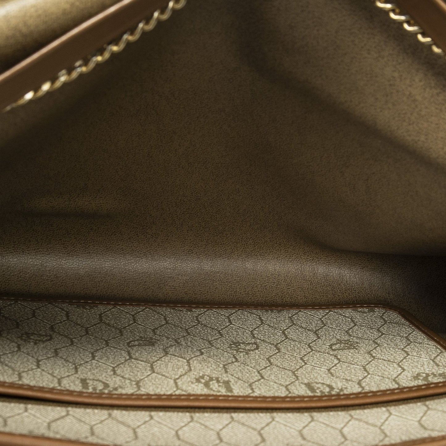Dior Vintage Flap Clutch Beige Brown Honeycomb Canvas — view 9