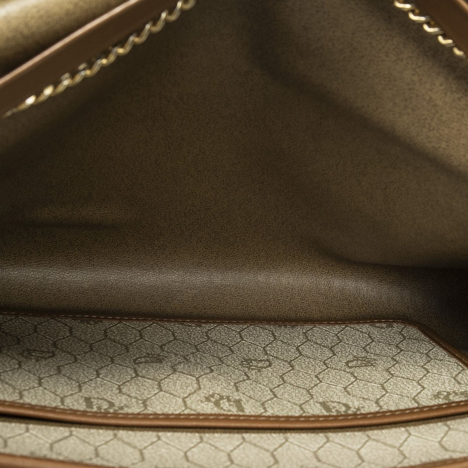 Dior Vintage Flap Clutch Beige Brown Honeycomb Canvas — view 9