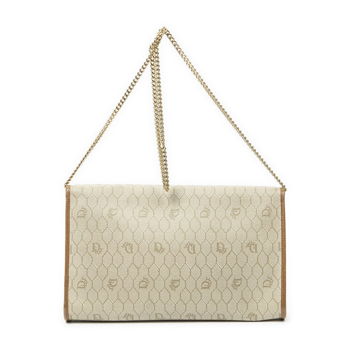 Dior Vintage Flap Clutch Beige Brown Honeycomb Canvas — view 5