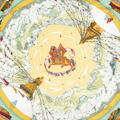 Hermes Scarf Orange Green Red Silk — view 3