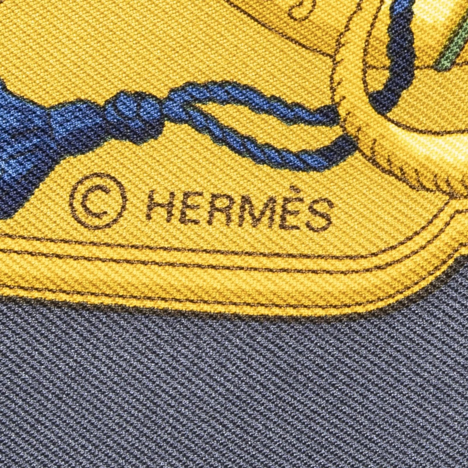 Hermes Scarf Navy Gold Red Silk — view 4
