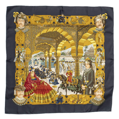 Hermes Scarf Navy Gold Red Silk — view 2