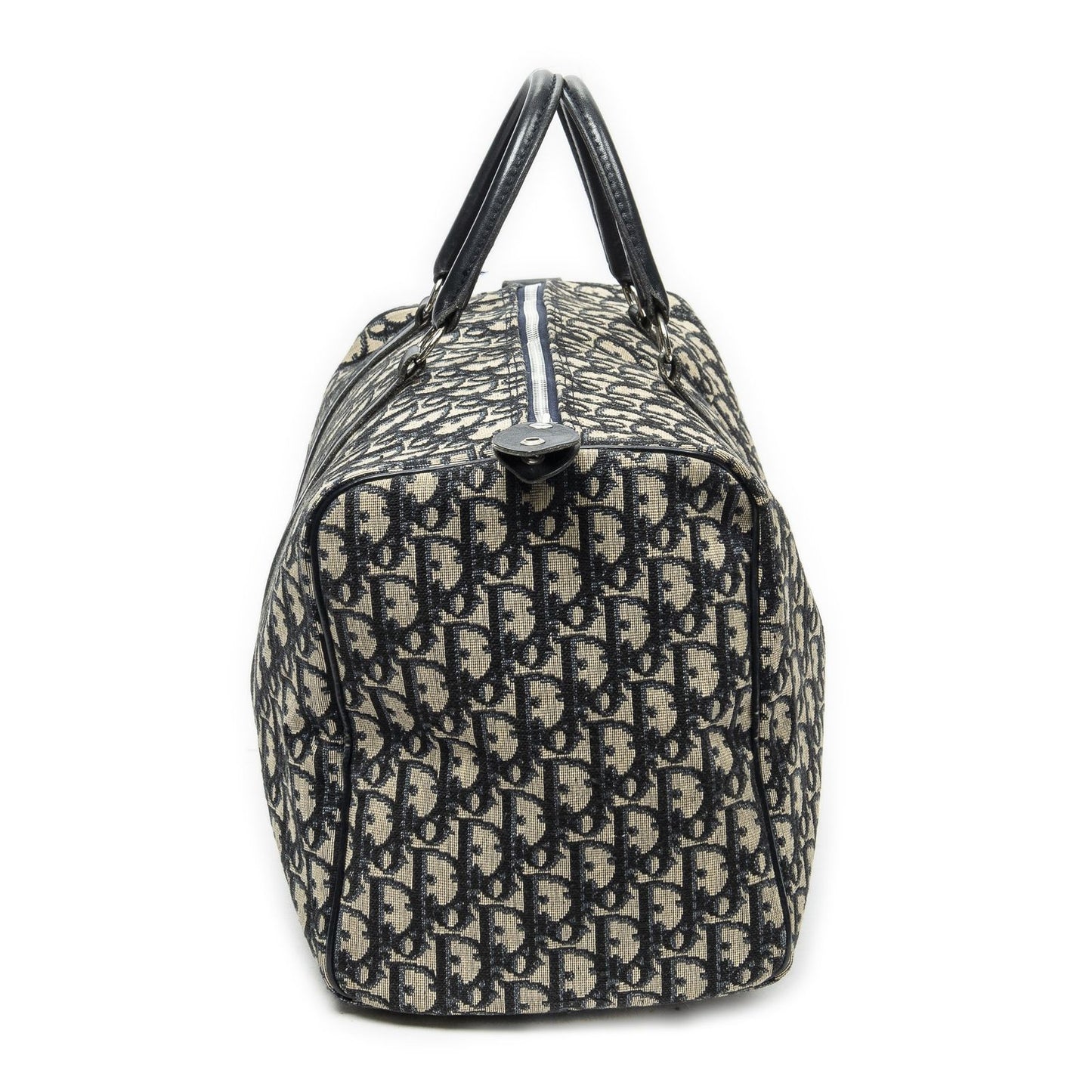 Dior Vintage Boston Navy Beige Trotter Pattern Canvas Shoulder — view 4