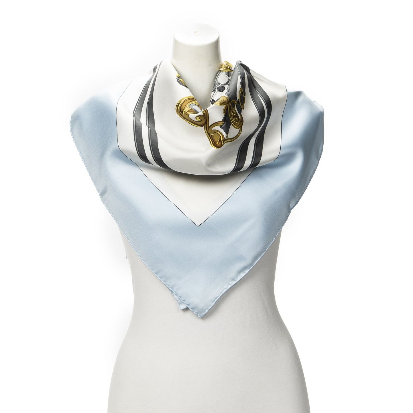 Hermes Scarf Light Blue Gray Twill Silk