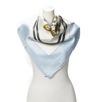 Hermes Scarf Light Blue Gray Twill Silk