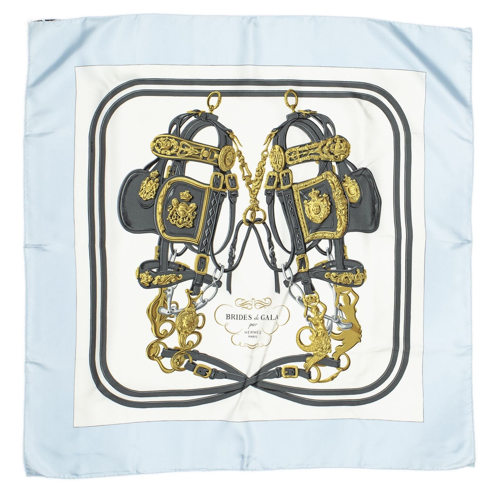 Hermes Scarf Light Blue Gray Twill Silk — view 2
