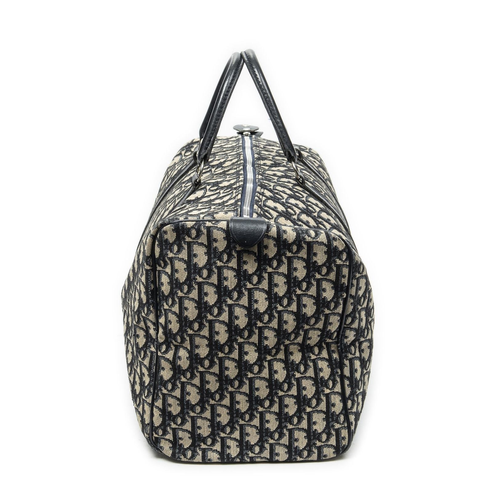 Dior Vintage Boston Navy Beige Trotter Pattern Canvas Shoulder — view 3