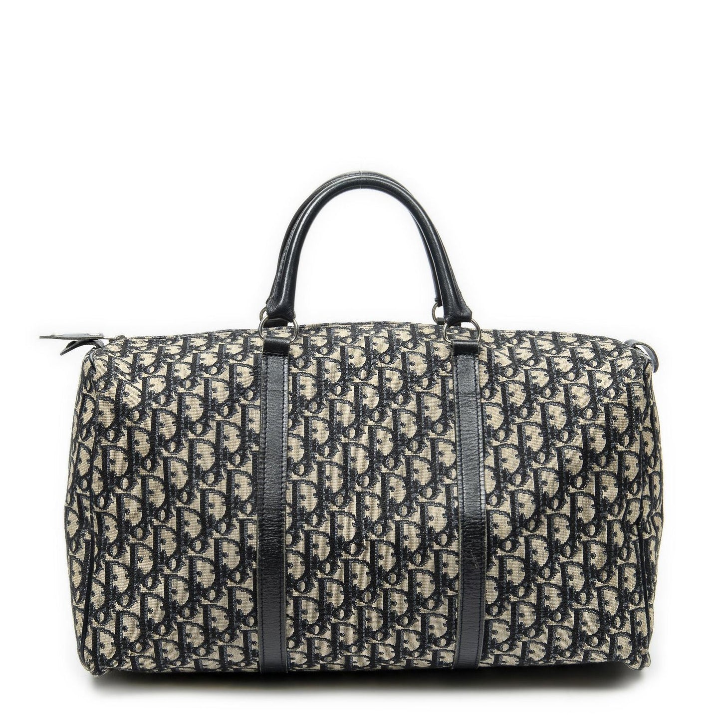 Dior Vintage Boston Navy Beige Trotter Pattern Canvas Shoulder