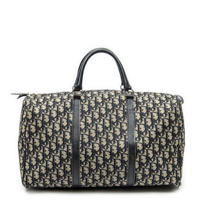 Dior Vintage Boston Navy Beige Trotter Pattern Canvas Shoulder
