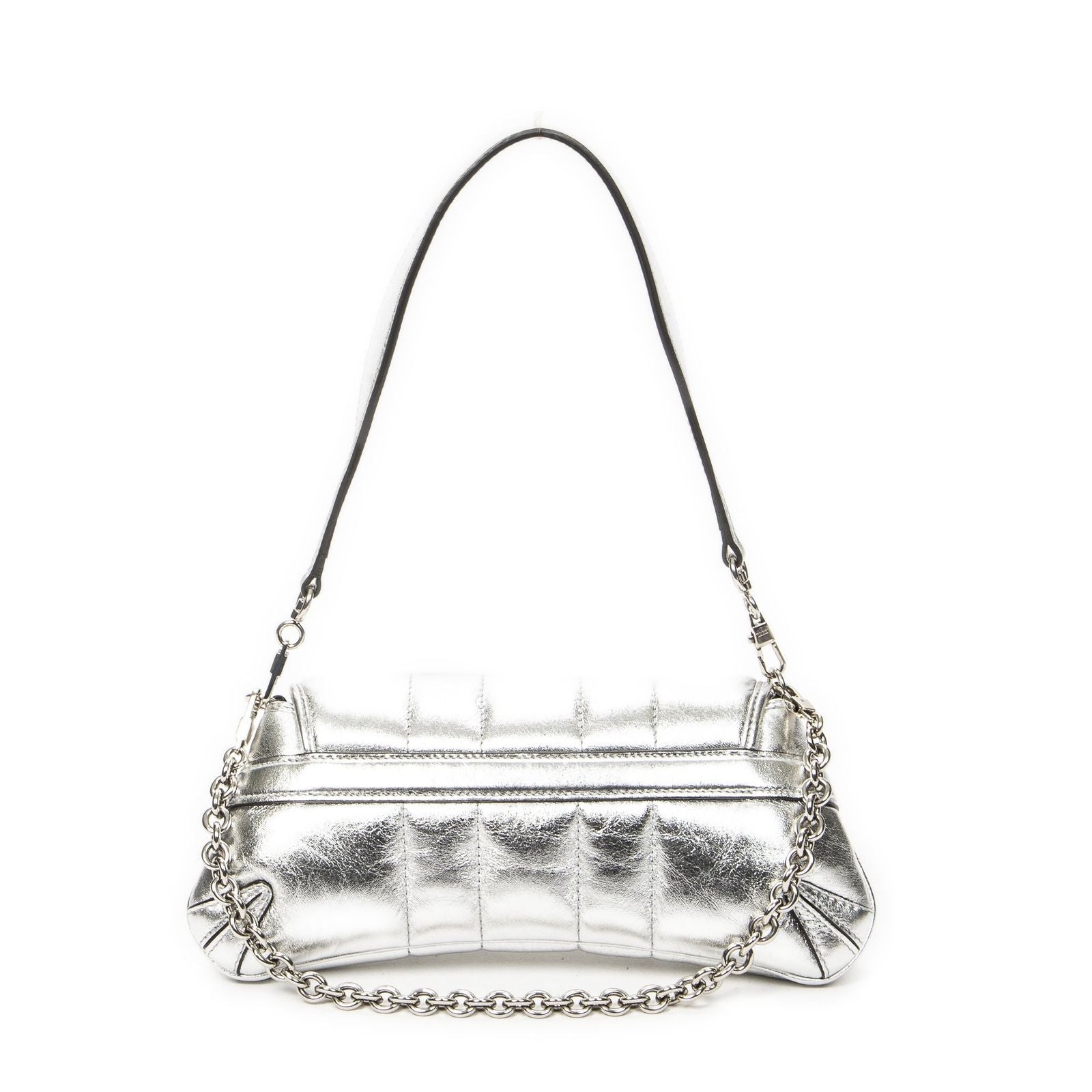 Gucci Small Horsebit Clutch Metallic Silver Calfskin Leather — view 5