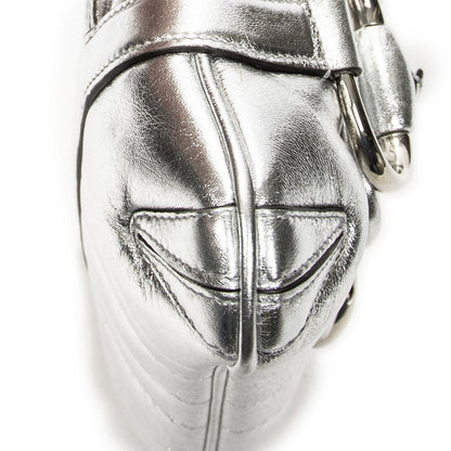 Gucci Small Horsebit Clutch Metallic Silver Calfskin Leather — view 7