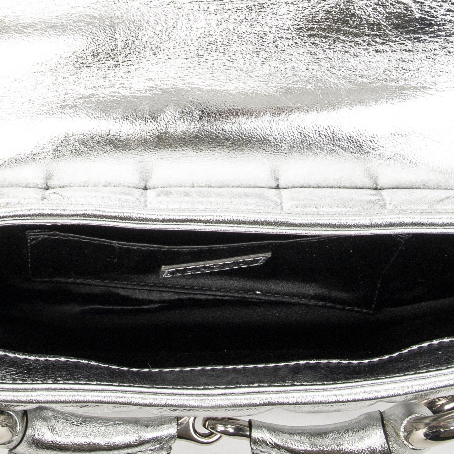 Gucci Small Horsebit Clutch Metallic Silver Calfskin Leather — view 9