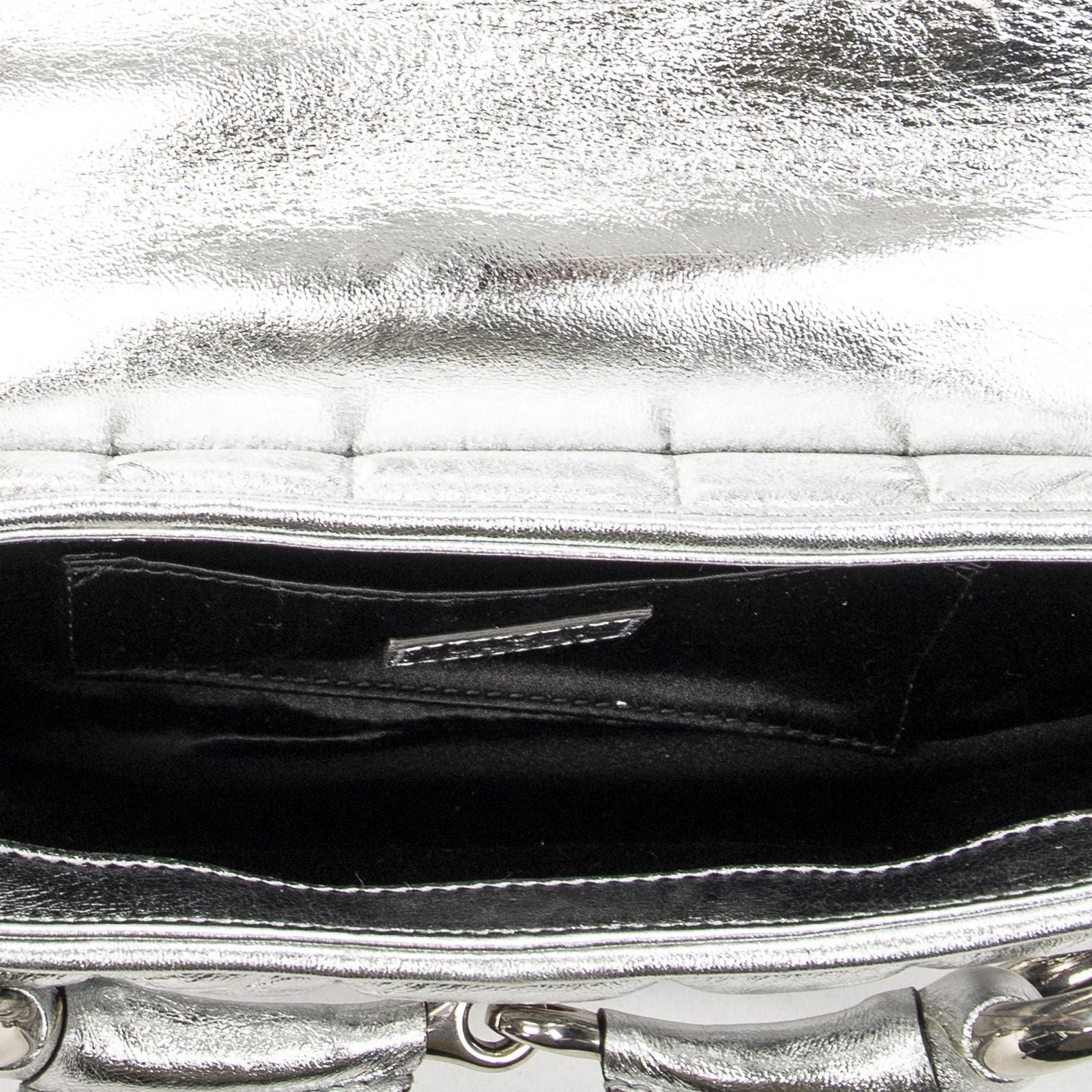 Gucci Small Horsebit Clutch Metallic Silver Calfskin Leather — view 9
