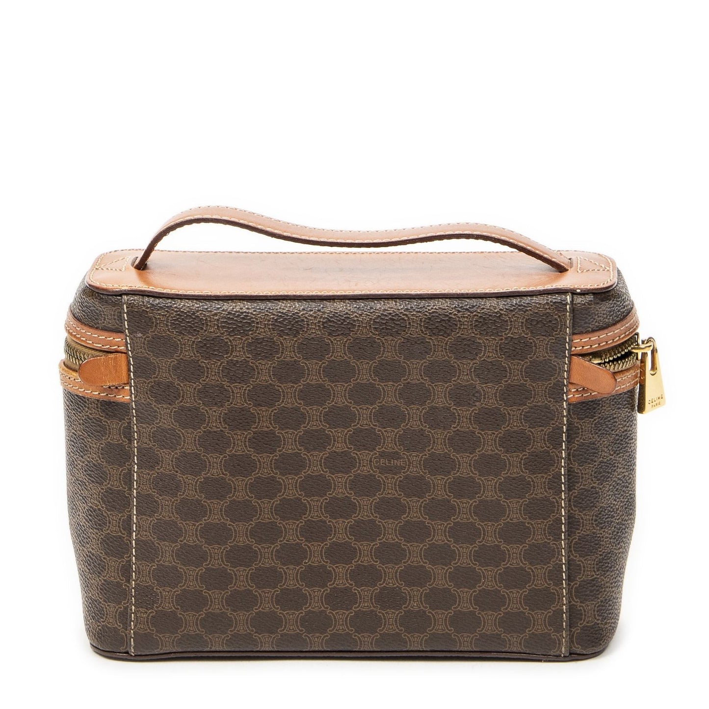 Celine Top Handle Toiletries Pouch Brown Macadam Canvas — view 5