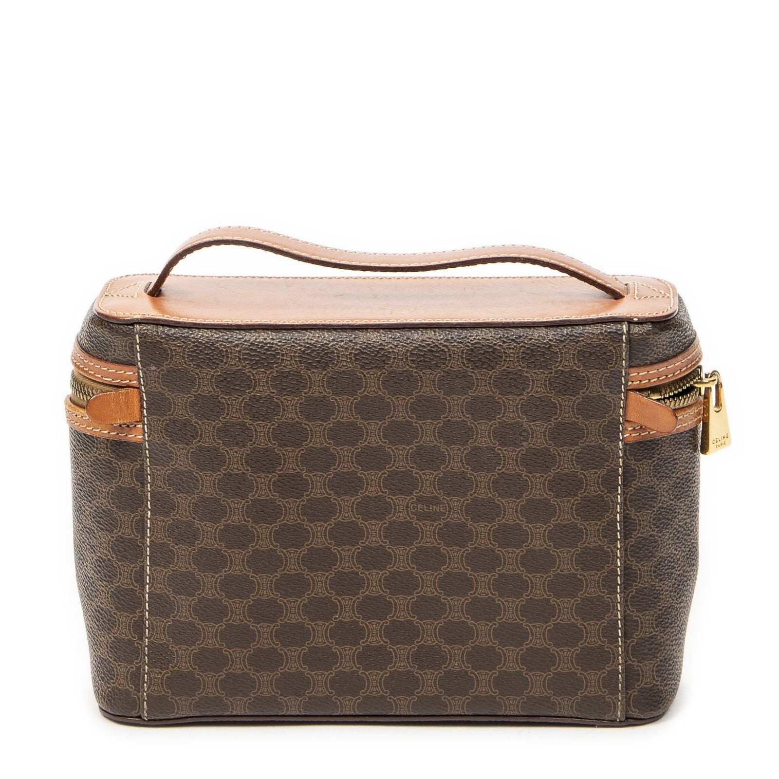 Celine Top Handle Toiletries Pouch Brown Macadam Canvas — view 5