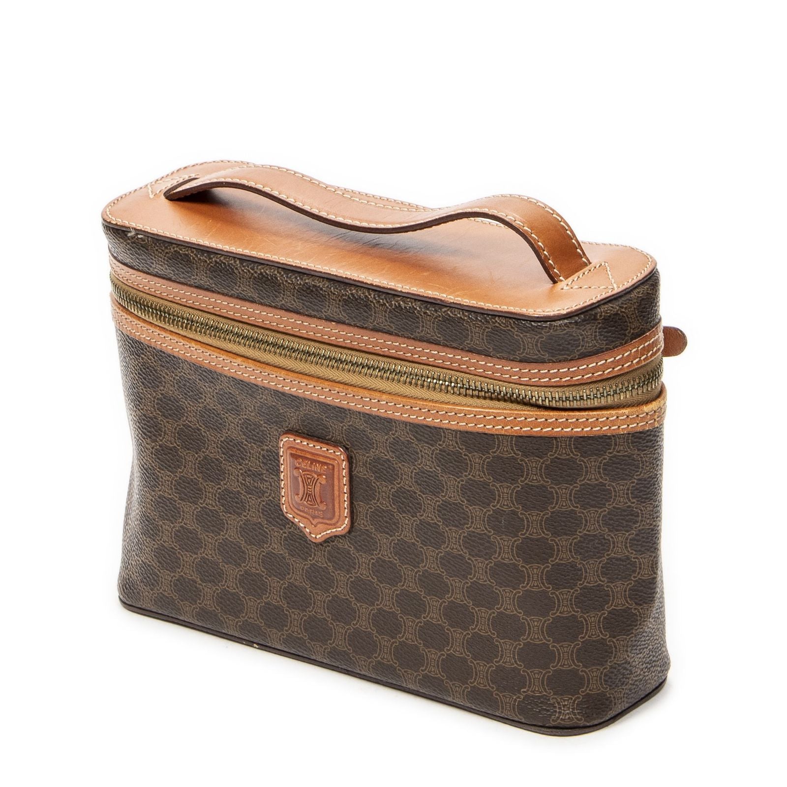 Celine Top Handle Toiletries Pouch Brown Macadam Canvas — view 2
