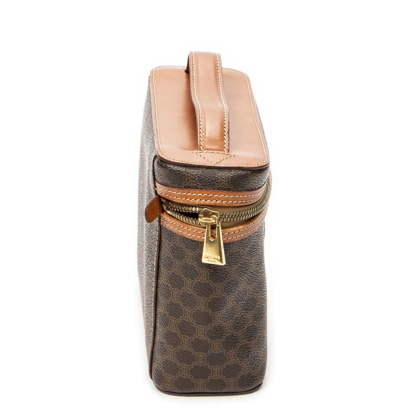 Celine Top Handle Toiletries Pouch Brown Macadam Canvas — view 4