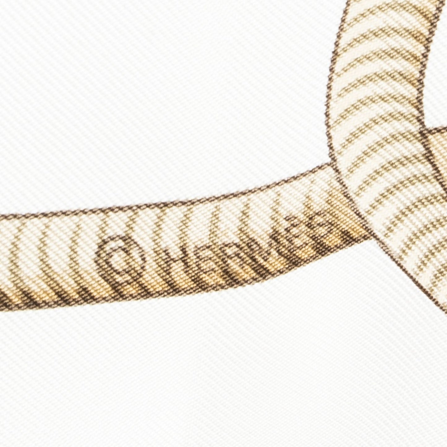 Hermes Scarf Ivory Brown Silk — view 4