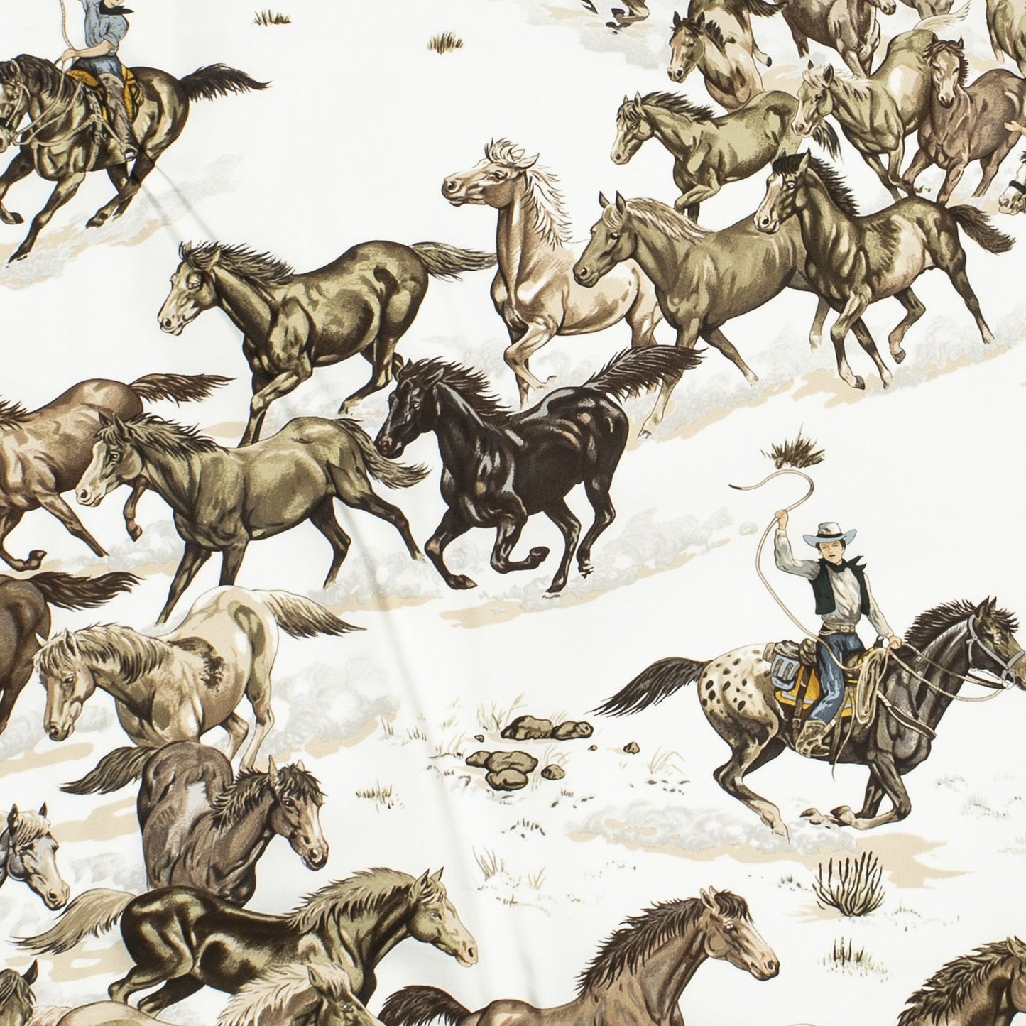 Hermes Scarf Ivory Brown Silk — view 3